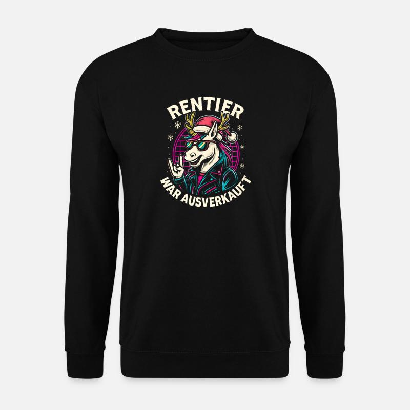 Weihnachten Spruch Humor Einhorn Lustig Rentier - Unisex Pullover - Schwarz