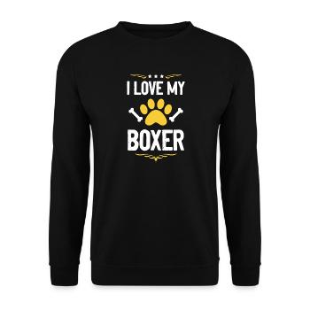 J’adore mon boxer - Sweat-shirt Unisexe - noir - Devant - Alina (178cm) & Michal (187cm)