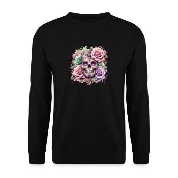 Flowers Skull Beauty Bloom - Unisex Sweatshirt - black - Front - Alina (178cm) & Michal (187cm)
