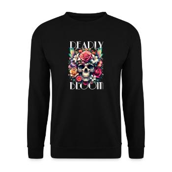 Flowers Skull Beauty Bloom - Unisex Sweatshirt - black - Front - Alina (178cm) & Michal (187cm)
