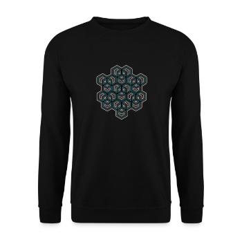 Geometric Cube Pattern Festival Party Yoga Om - Unisex Sweatshirt - black - Front - Alina (178cm) & Michal (187cm)
