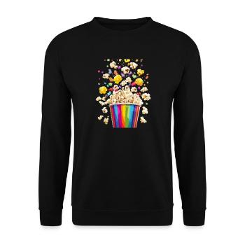 Bunte Popcorn Explosion Aus Regenbogen Becher - Unisex Pullover - Schwarz - Vorne - Alina (178cm) & Michal (187cm)