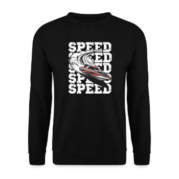 Speed Motorboat Adventure - Unisex Sweatshirt - black - Front - Alina (178cm) & Michal (187cm)
