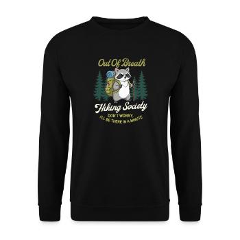 Out Of Breath Wandern Society Trail Humor Outdoor - Unisex Pullover - Schwarz - Vorne - Alina (178cm) & Michal (187cm)