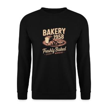 Vintage Bäckerei Werbung - Unisex Pullover - Schwarz - Vorne - Alina (178cm) & Michal (187cm)