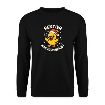 Weihnachten Spruch Humor Ente Lustig Rentier - Unisex Pullover - Schwarz - Vorne - Alina (178cm) & Michal (187cm)