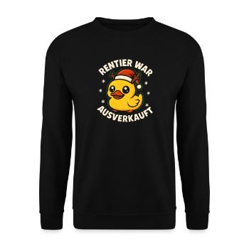 Weihnachten Spruch Humor Ente Lustig Rentier - Unisex Pullover - Schwarz - Vorne - Alina (178cm) & Michal (187cm)