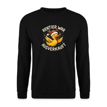 Weihnachten Spruch Humor Ente Lustig Rentier - Unisex Pullover - Schwarz - Vorne - Alina (178cm) & Michal (187cm)
