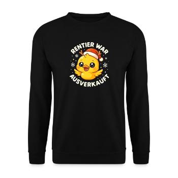 Weihnachten Spruch Humor Ente Lustig Rentier - Unisex Pullover - Schwarz - Vorne - Alina (178cm) & Michal (187cm)