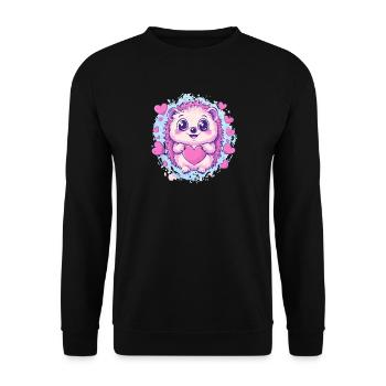 Kuscheliger Igel mit Herz - Unisex Pullover - Schwarz - Vorne - Alina (178cm) & Michal (187cm)