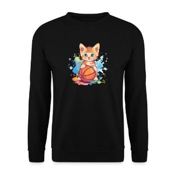 Ballon de chat dans le style du basket-ball - Sweat-shirt Unisexe - noir - Devant - Alina (178cm) & Michal (187cm)