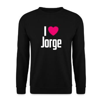 I Love Jorge Pinkes Herz Ich liebe Jorge - Unisex Pullover - Schwarz - Vorne - Alina (178cm) & Michal (187cm)