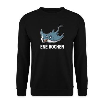 Ene Rochen Raucher Spruch Zigarette Kippe Rauchen - Unisex Pullover - Schwarz - Vorne - Alina (178cm) & Michal (187cm)