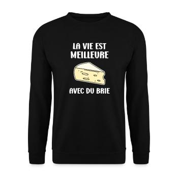 Humour fromage brie - Sweat-shirt Unisexe - noir - Devant - Alina (178cm) & Michal (187cm)