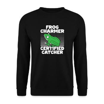 Frog Catcher Charmer Cretified Frog - Unisex Pullover - Schwarz - Vorne - Alina (178cm) & Michal (187cm)