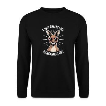 Kangaroo Spruch Kangaroo Lustige Kangaroo Geschenk - Unisex Pullover - Schwarz - Vorne - Alina (178cm) & Michal (187cm)