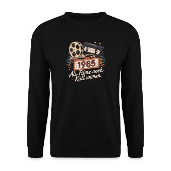 1985 Movie Cult Nostalgia Shirt - Unisex Sweatshirt - black - Front - Alina (178cm) & Michal (187cm)