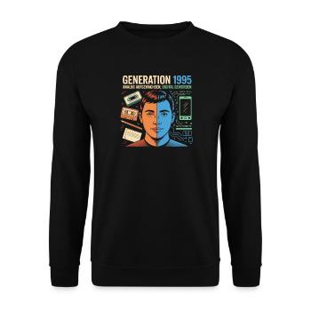 Generation 1995 Retro Tech Double Portrait - Unisex Sweatshirt - black - Front - Alina (178cm) & Michal (187cm)