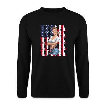 États-Unis Rétro Vintage Design patriotique - Sweat-shirt Unisexe - noir - Devant - Alina (178cm) & Michal (187cm)