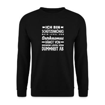 Schützenkönig Sarkasmus Lustiger Schützenfest - Unisex Pullover - Schwarz - Vorne - Alina (178cm) & Michal (187cm)