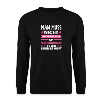 Schützenkönigin Bekloppt Sein Lustiger - Unisex Pullover - Schwarz - Vorne - Alina (178cm) & Michal (187cm)
