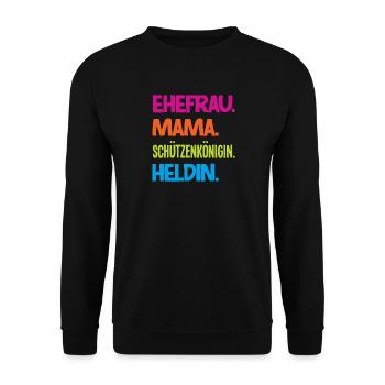 Ehefrau Mama Schützenkönigin Lustiger Schützenfest - Unisex Pullover - Schwarz - Vorne - Alina (178cm) & Michal (187cm)