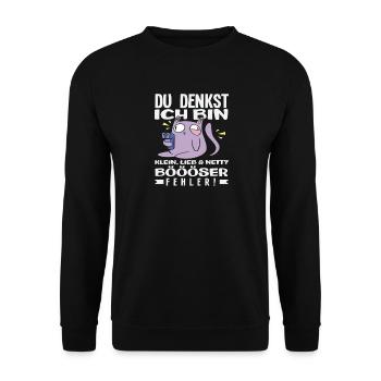 Böser Fehler Kleine Katze - Unisex Pullover - Schwarz - Vorne - Alina (178cm) & Michal (187cm)