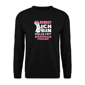 Böser Fehler Kleine Hase - Unisex Pullover - Schwarz - Vorne - Alina (178cm) & Michal (187cm)