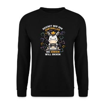 Il me tend la manette que la reine veut jouer - Sweat-shirt Unisexe - noir - Devant - Alina (178cm) & Michal (187cm)