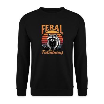 Funny Raccoon - Unisex Pullover - Schwarz - Vorne - Alina (178cm) & Michal (187cm)