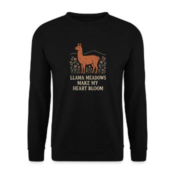 Cottagecore Lama Esthétique Mignon Animal de la Ferme - Sweat-shirt Unisexe - noir - Devant - Alina (178cm) & Michal (187cm)