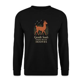 Cottagecore Lama Esthétique Mignon Animal de la Ferme - Sweat-shirt Unisexe - noir - Devant - Alina (178cm) & Michal (187cm)