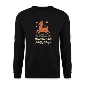 Cottagecore Llama Aesthetic Cute Farm Animal - Unisex Sweatshirt - black - Front - Alina (178cm) & Michal (187cm)