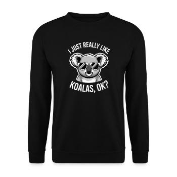 Koala Spruch Koalas Lustiges Koala Geschenk - Unisex Pullover - Schwarz - Vorne - Alina (178cm) & Michal (187cm)