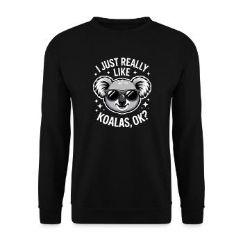 Koala Spruch Koalas Lustiges Koala Geschenk - Unisex Pullover - Schwarz - Vorne - Alina (178cm) & Michal (187cm)