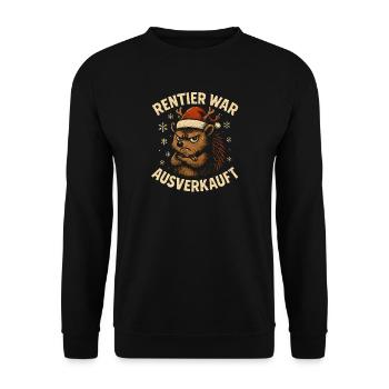 Weihnachten Spruch Humor Igel Lustig Rentier - Unisex Pullover - Schwarz - Vorne - Alina (178cm) & Michal (187cm)