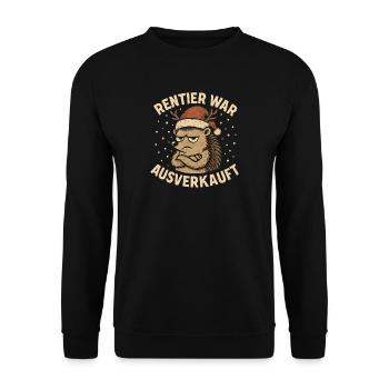 Weihnachten Spruch Humor Igel Lustig Rentier - Unisex Pullover - Schwarz - Vorne - Alina (178cm) & Michal (187cm)