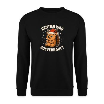 Weihnachten Spruch Humor Igel Lustig Rentier - Unisex Pullover - Schwarz - Vorne - Alina (178cm) & Michal (187cm)