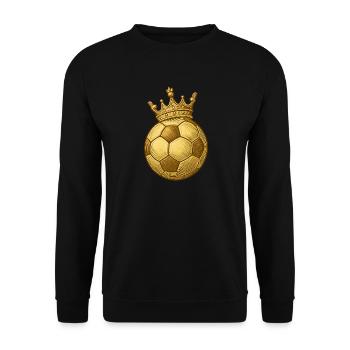Goldener Fußball mit Krone – Fan & Ultras Design - Unisex Pullover - Schwarz - Vorne - Alina (178cm) & Michal (187cm)