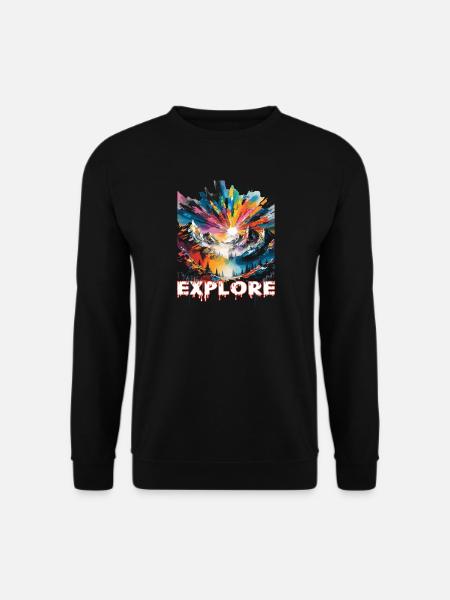 Colourful landscape with 'Explore' print - Unisex Sweatshirt - black