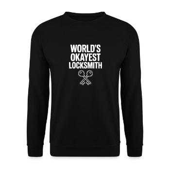 World’s Okayest Locksmith - Unisex Sweatshirt - black - Front - Alina (178cm) & Michal (187cm)