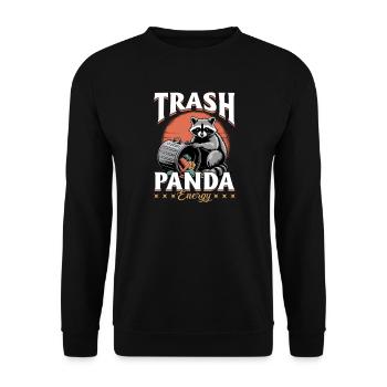 Funny Raccoon - Unisex Pullover - Schwarz - Vorne - Alina (178cm) & Michal (187cm)