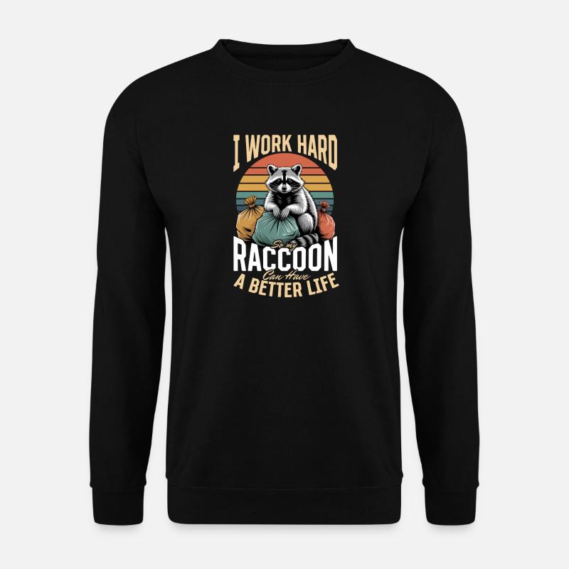 Funny Raccoon - Unisex Pullover - Schwarz