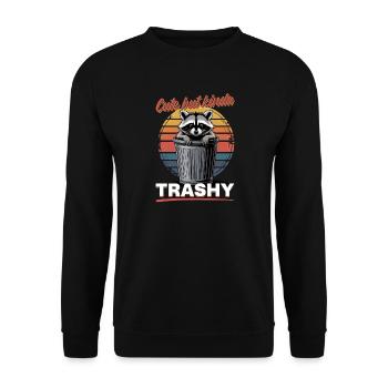 Funny Raccoon - Unisex Pullover - Schwarz - Vorne - Alina (178cm) & Michal (187cm)