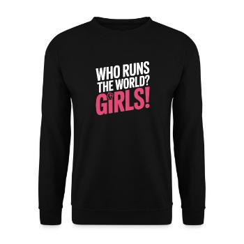 Les femmes : le pouvoir qui dirige le monde, les filles, les filles : la fille - Sweat-shirt Unisexe - noir - Devant - Alina (178cm) & Michal (187cm)