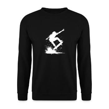 Energetisches Skateboard-Design - Unisex Pullover - Schwarz - Vorne - Alina (178cm) & Michal (187cm)