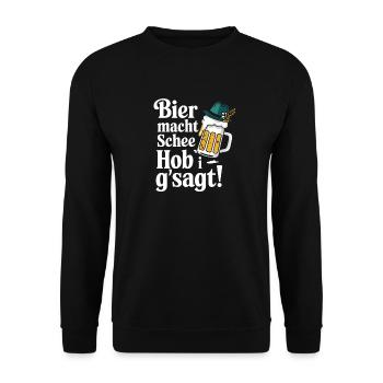 Bier macht Schee Hob i g'sagt! - Unisex Pullover - Schwarz - Vorne - Alina (178cm) & Michal (187cm)