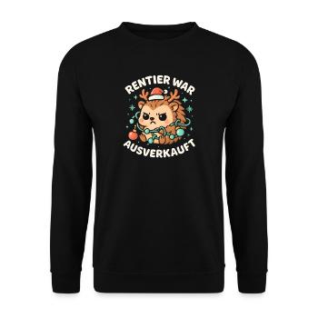 Weihnachten Spruch Humor Igel Lustig Rentier - Unisex Pullover - Schwarz - Vorne - Alina (178cm) & Michal (187cm)