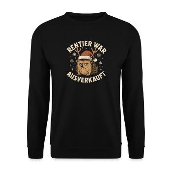 Weihnachten Spruch Humor Igel Lustig Rentier - Unisex Pullover - Schwarz - Vorne - Alina (178cm) & Michal (187cm)