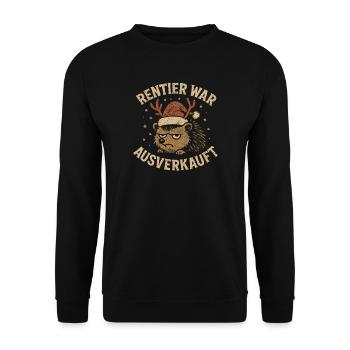 Weihnachten Spruch Humor Igel Lustig Rentier - Unisex Pullover - Schwarz - Vorne - Alina (178cm) & Michal (187cm)